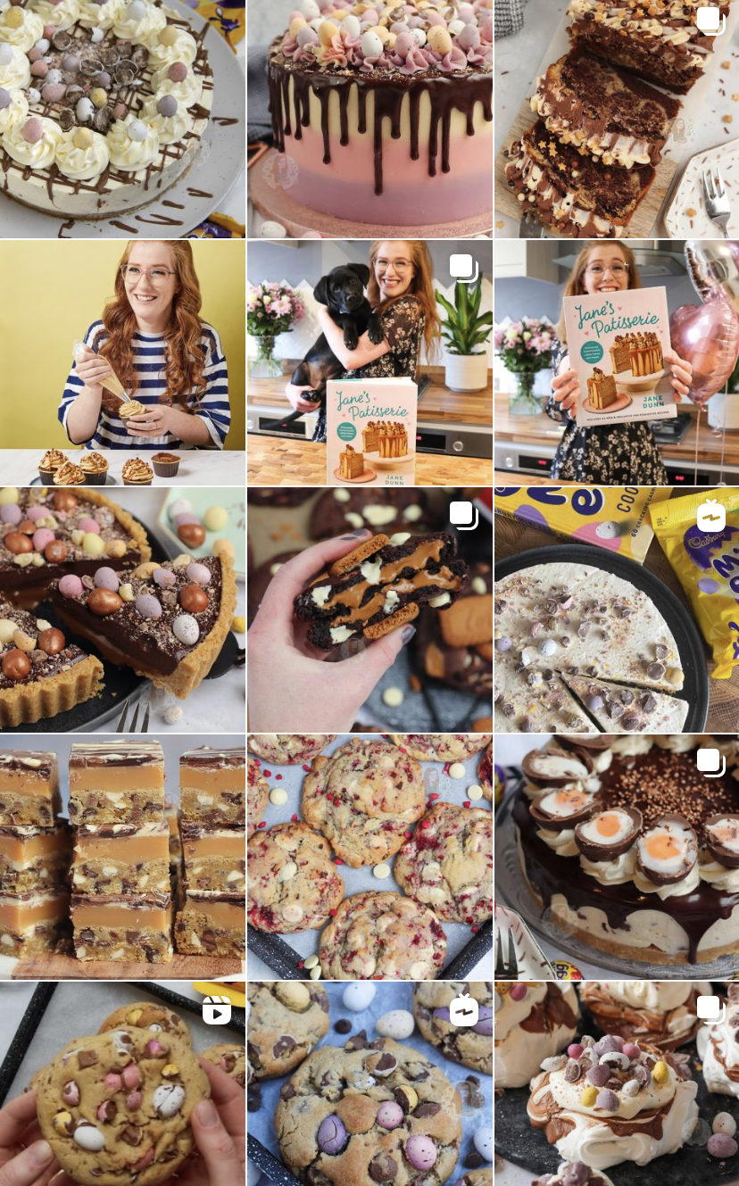 A screenshot of a bakery instagram page